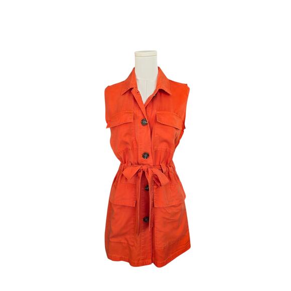 MARC NEW YORK Sleeveless Rust Button Down Waist Tie Four Pocket Dress - Picture 2 of 5